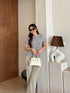 Women Elegant Tweed Tops With Pants Sets